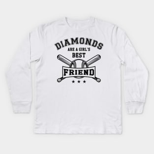 Baseball - Diamonds are a girl's best friend Kids Long Sleeve T-Shirt